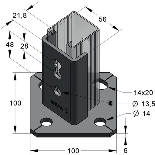 Halter für C-Profil quer, C-Profil-Halter quer